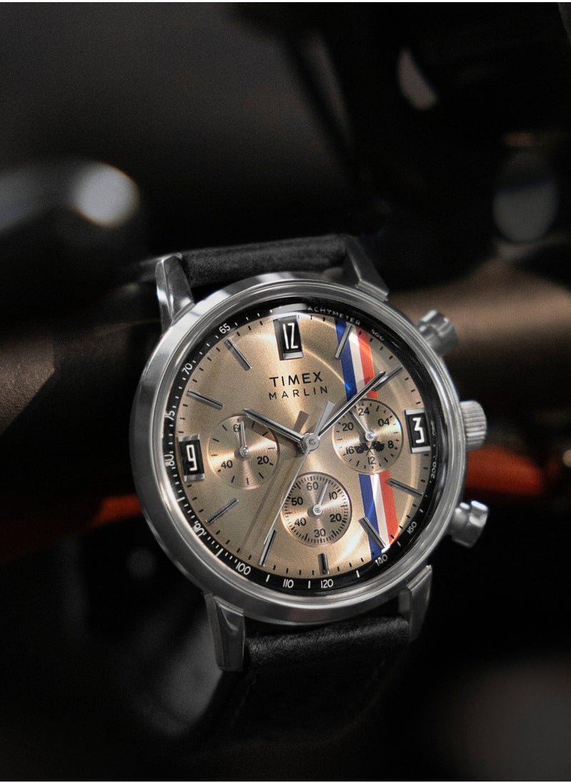 TIMEX Men's Silver/Black, Stainless/Leather | TW2W98900