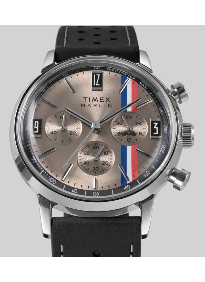 TIMEX Men's Silver/Black, Stainless/Leather | TW2W98900