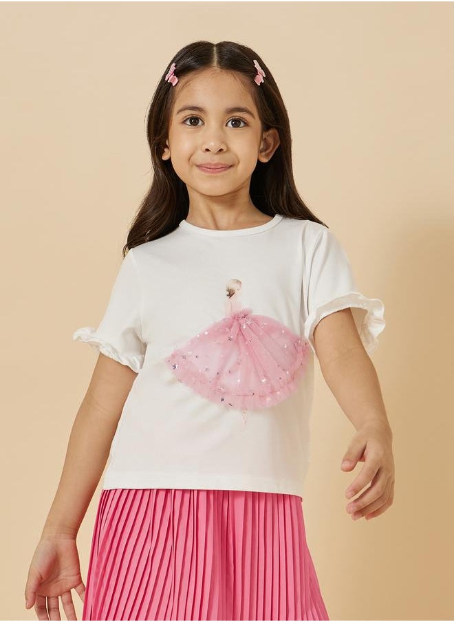 Graphic Print T-Shirt and Skirt Set