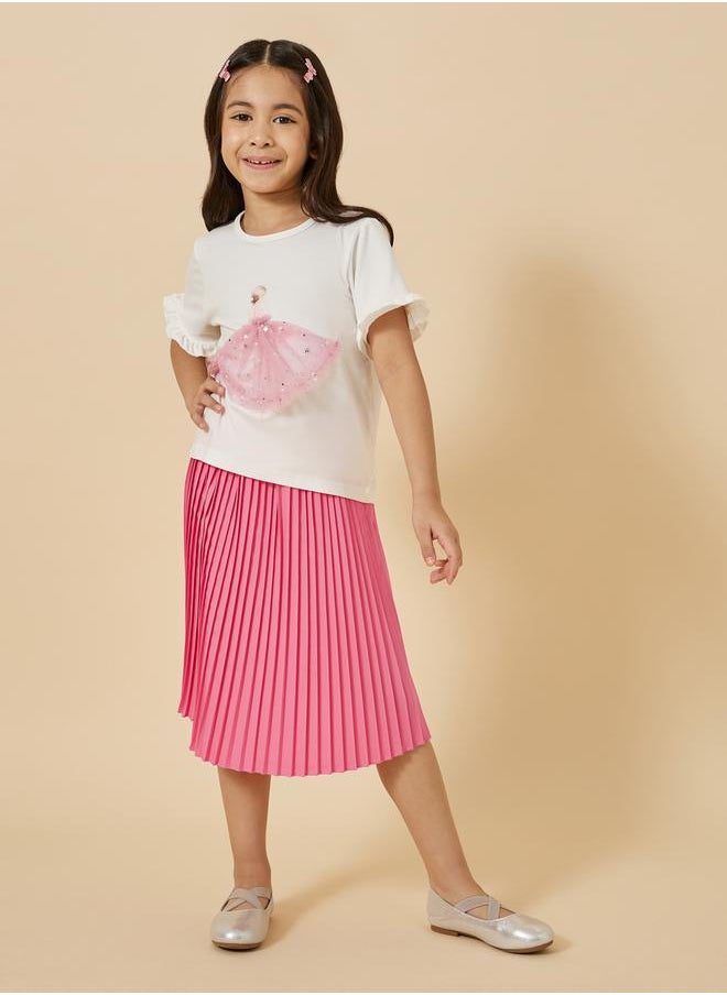 Graphic Print T-Shirt and Skirt Set