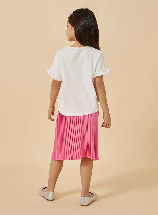 Graphic Print T-Shirt and Skirt Set