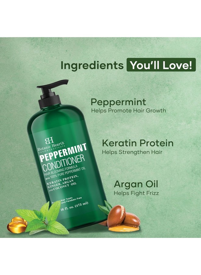 Botanic Hearth Peppermint Hair Conditioner - Hair Conditioner for Dry Damaged and Color Treated Hair - Volumizing Conditioner for fine & thin hair - Paraben & Sulfate Free - Men & Women - 16 fl oz