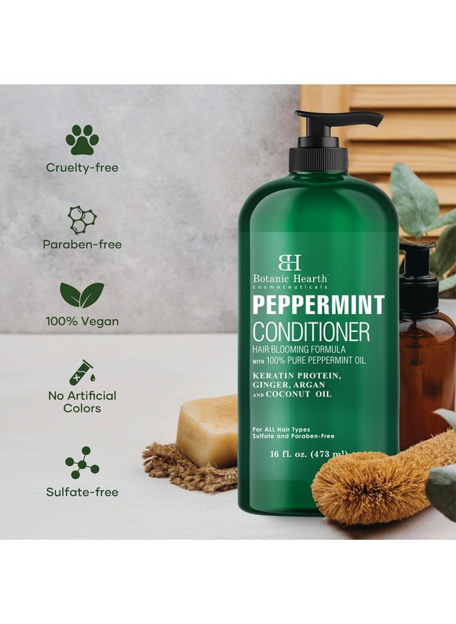 Botanic Hearth Peppermint Hair Conditioner - Hair Conditioner for Dry Damaged and Color Treated Hair - Volumizing Conditioner for fine & thin hair - Paraben & Sulfate Free - Men & Women - 16 fl oz