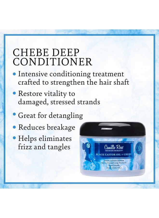 Camille Rose Vegan Black Castor Oil & Chebe Deep Hair Conditioner, with Jojoba Oil to Strengthen, Repair Damage, and Reduce Breakage, 8 oz