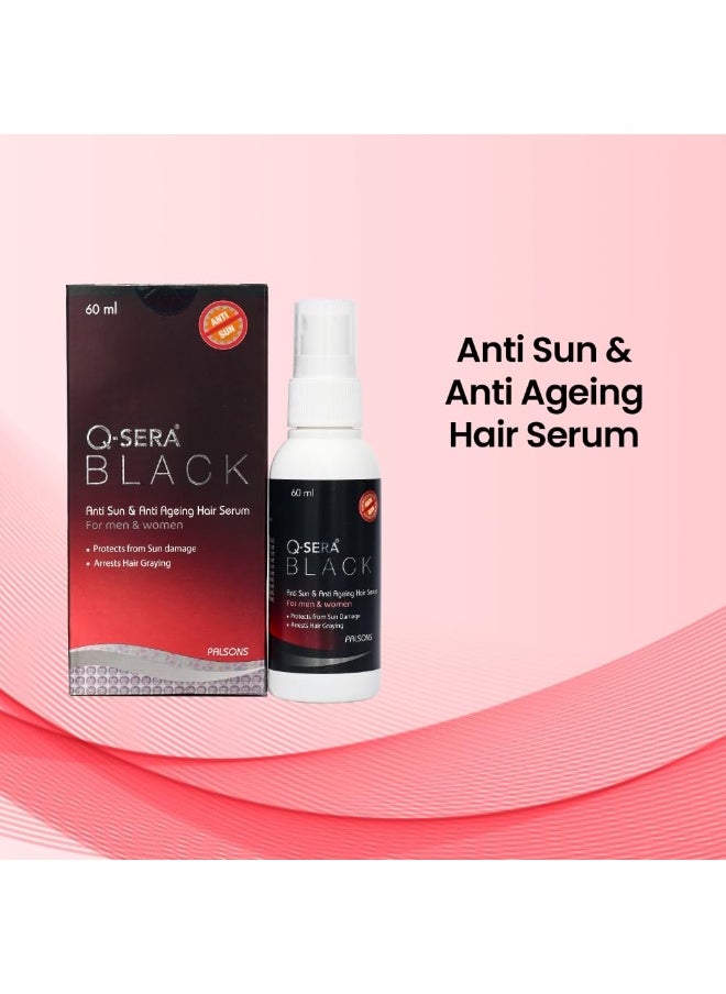 Black Anti Sun And Anti-Ageing Hair Serum | For Men and Women | Repairing Damaged Hair | Protection From Sun Damage | Dermatologist Recommended | 60 ML
