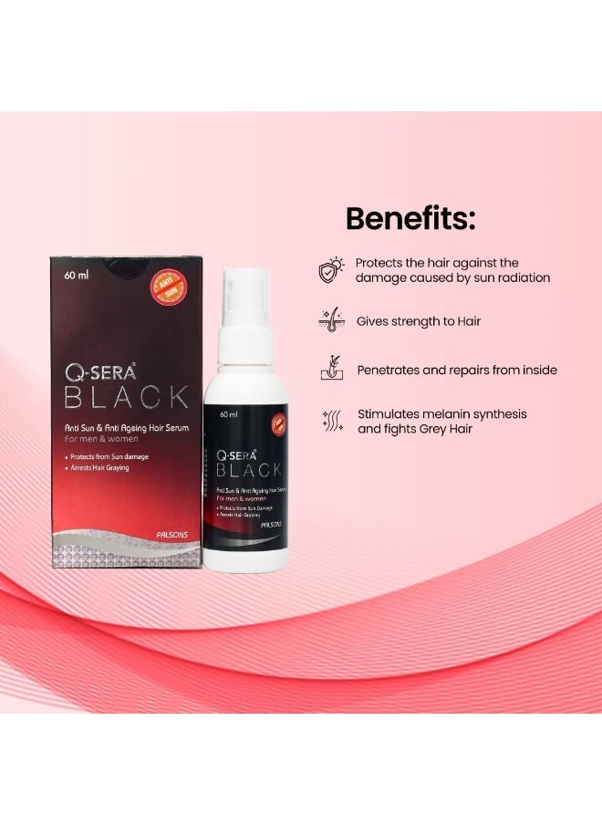 Black Anti Sun And Anti-Ageing Hair Serum | For Men and Women | Repairing Damaged Hair | Protection From Sun Damage | Dermatologist Recommended | 60 ML
