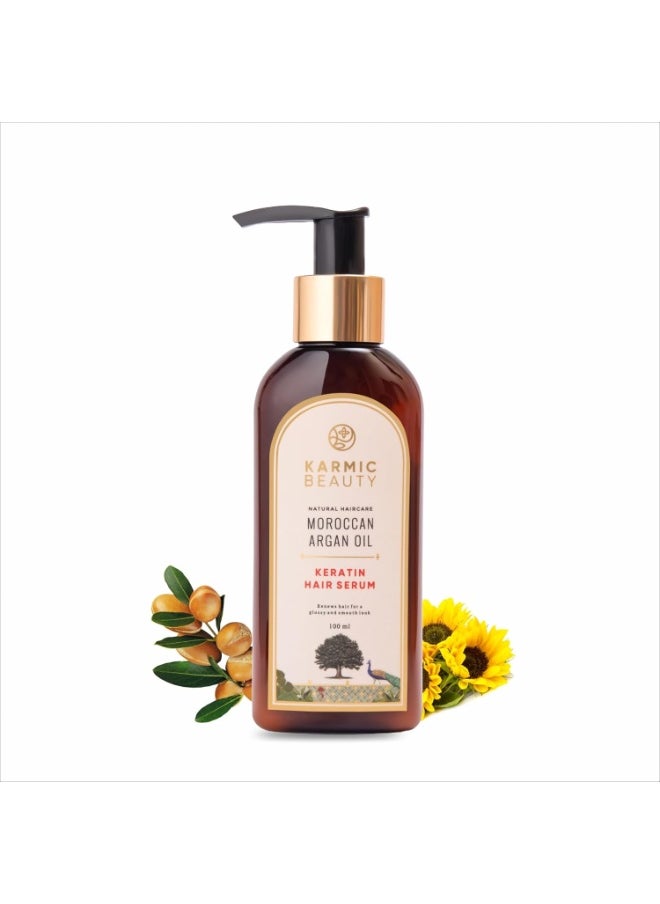 BEAUTY Repairing Hair Serum | 100% Organic Moroccan Argan Oil & Natural Keratin | Get Smooth, Silky & Shiny Hair | Lightweight & Non-Greasy Formula | Sulfates & Parabens Free | Unisex, Heat & UV Protection |100ml