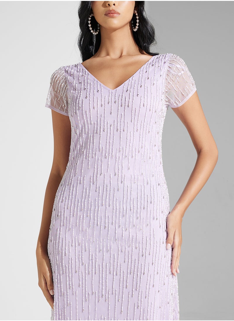 Embellished Column Dress