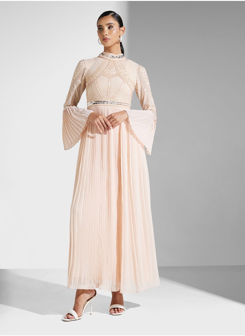 Pleated Chiffon Dress