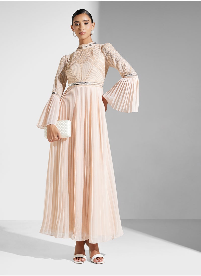 Pleated Chiffon Dress