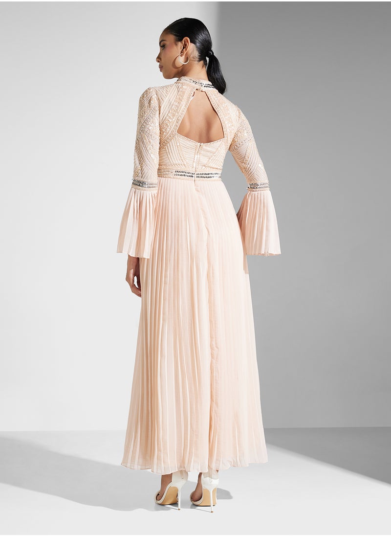 Pleated Chiffon Dress
