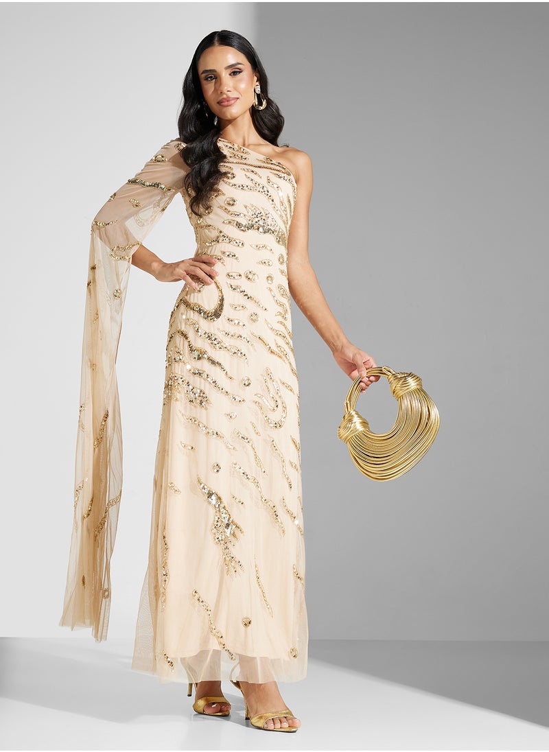 One-Shoulder Embellished Dress