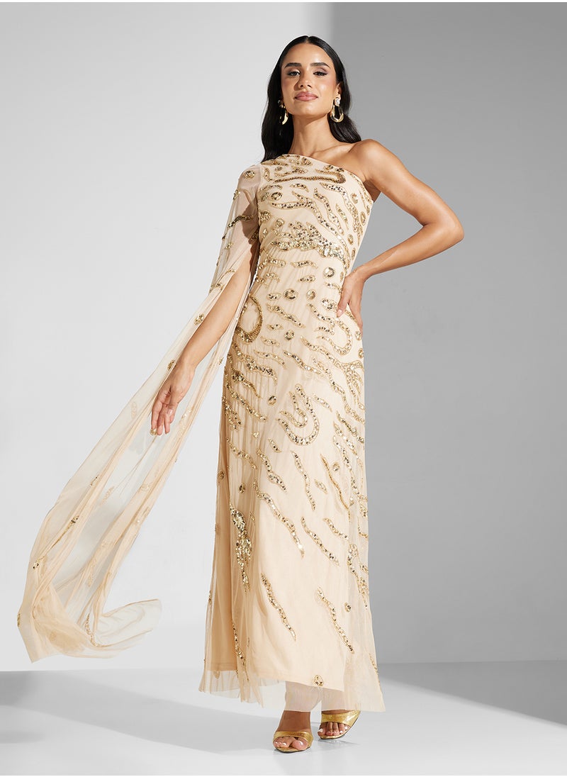 One-Shoulder Embellished Dress