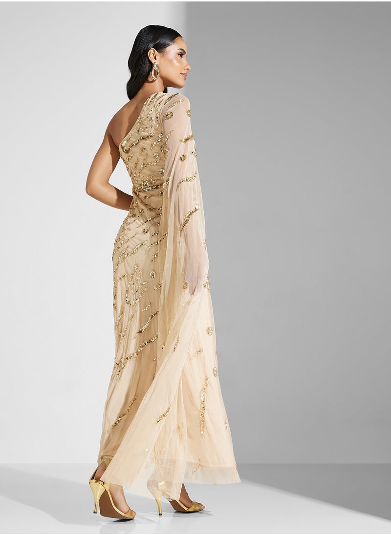One-Shoulder Embellished Dress