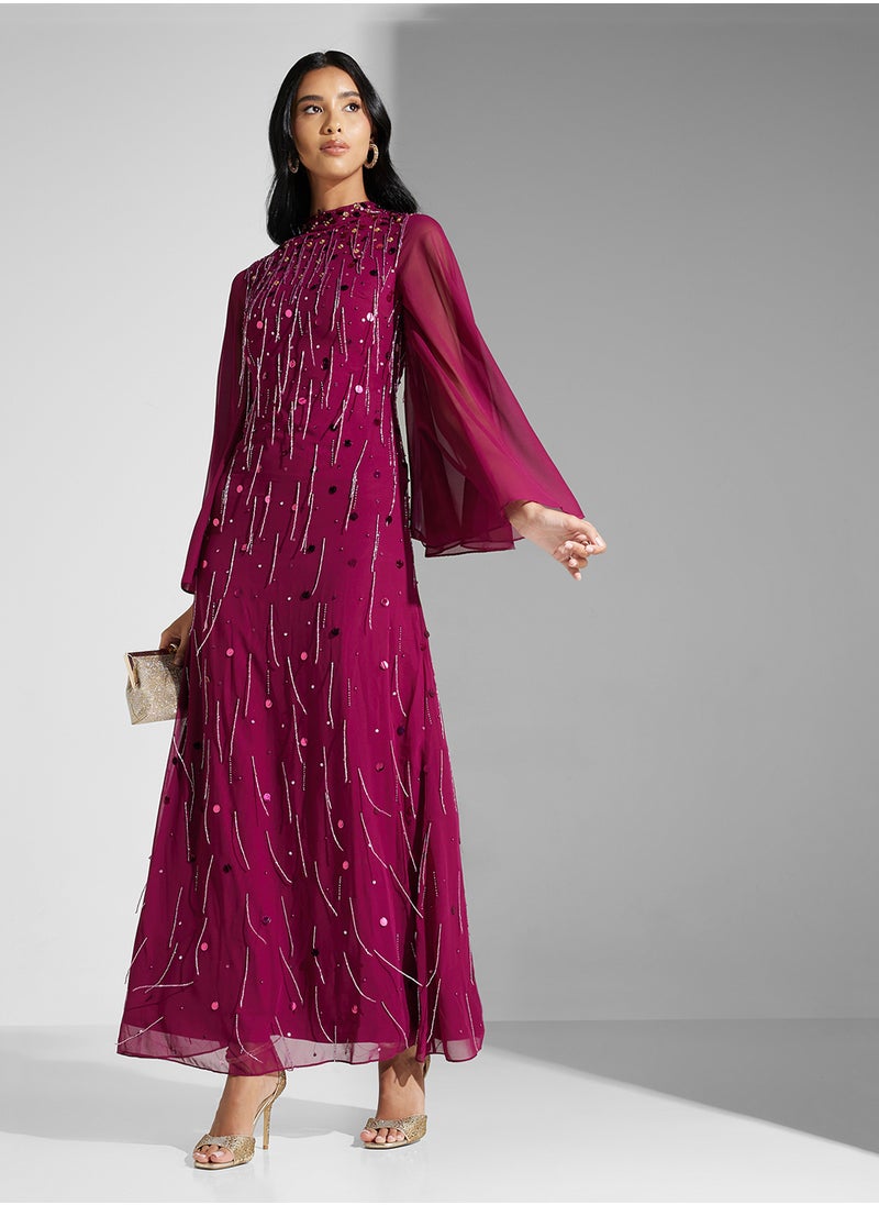 Embellished Chiffon Dress