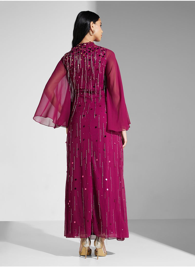 Embellished Chiffon Dress