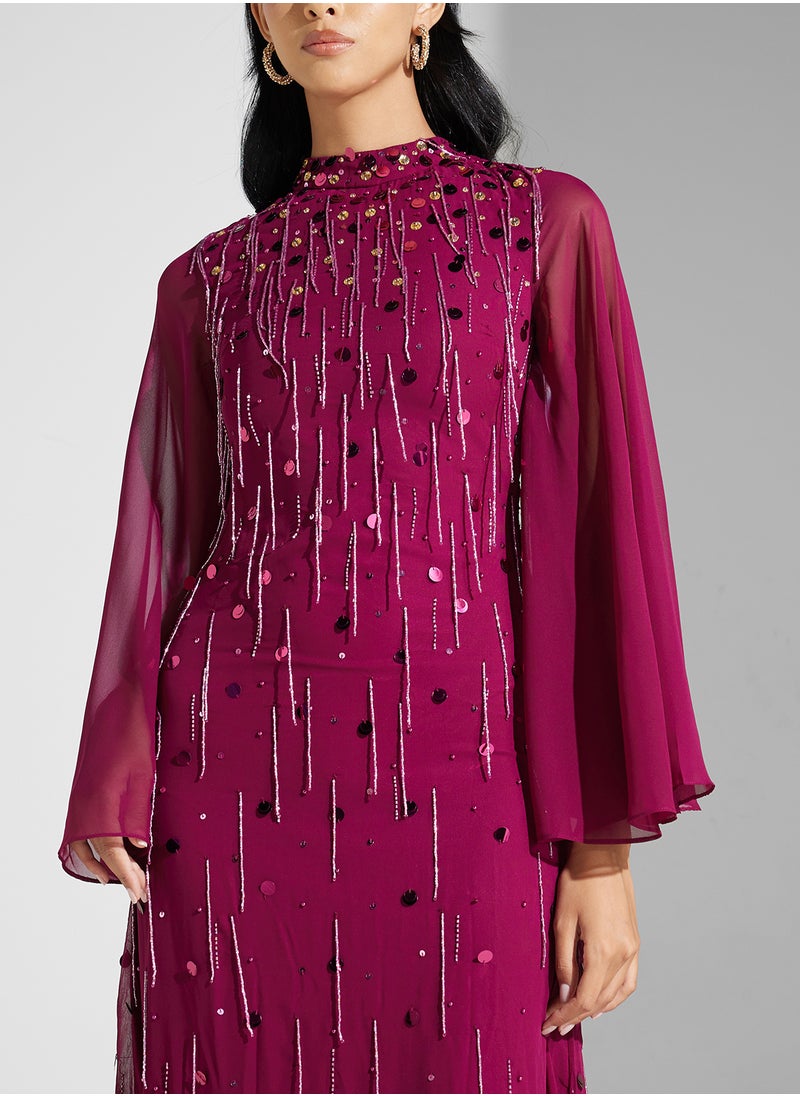 Embellished Chiffon Dress