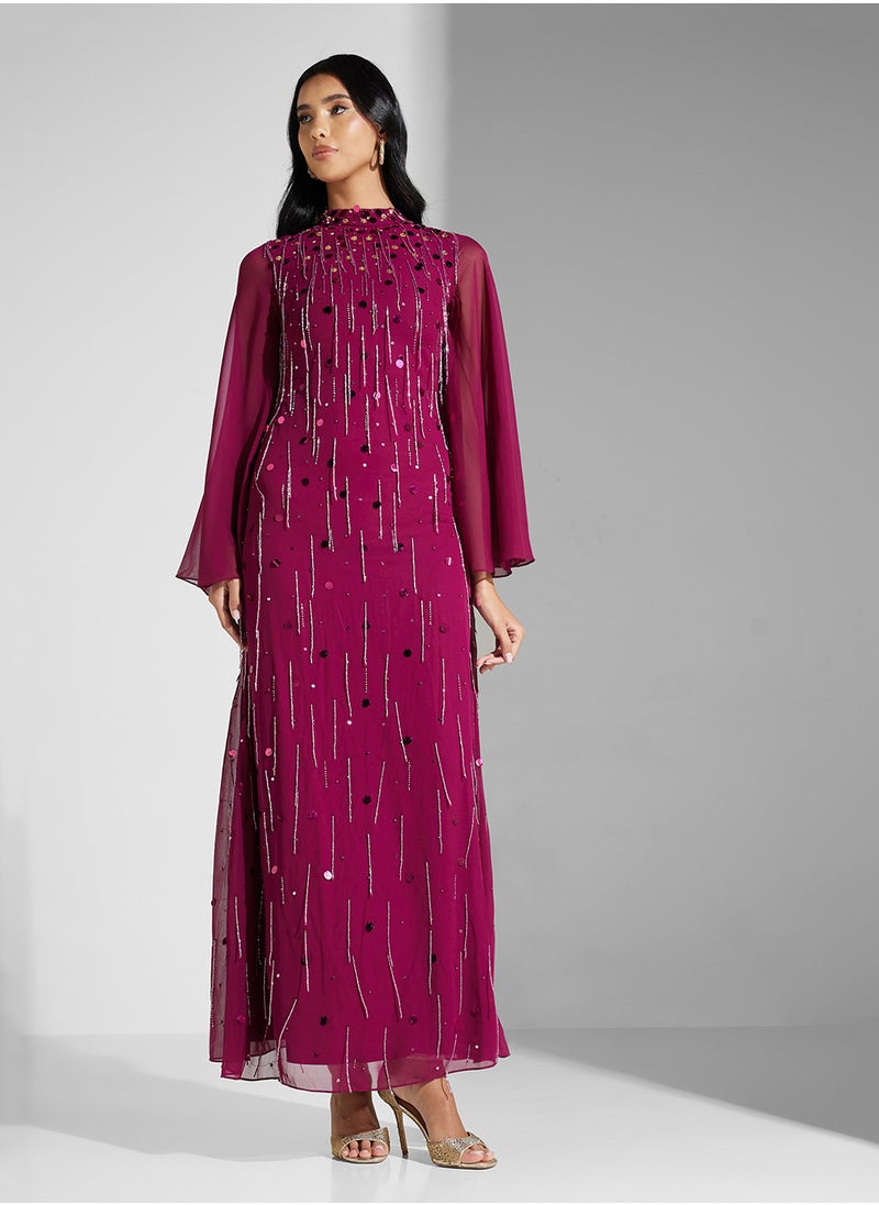 Embellished Chiffon Dress