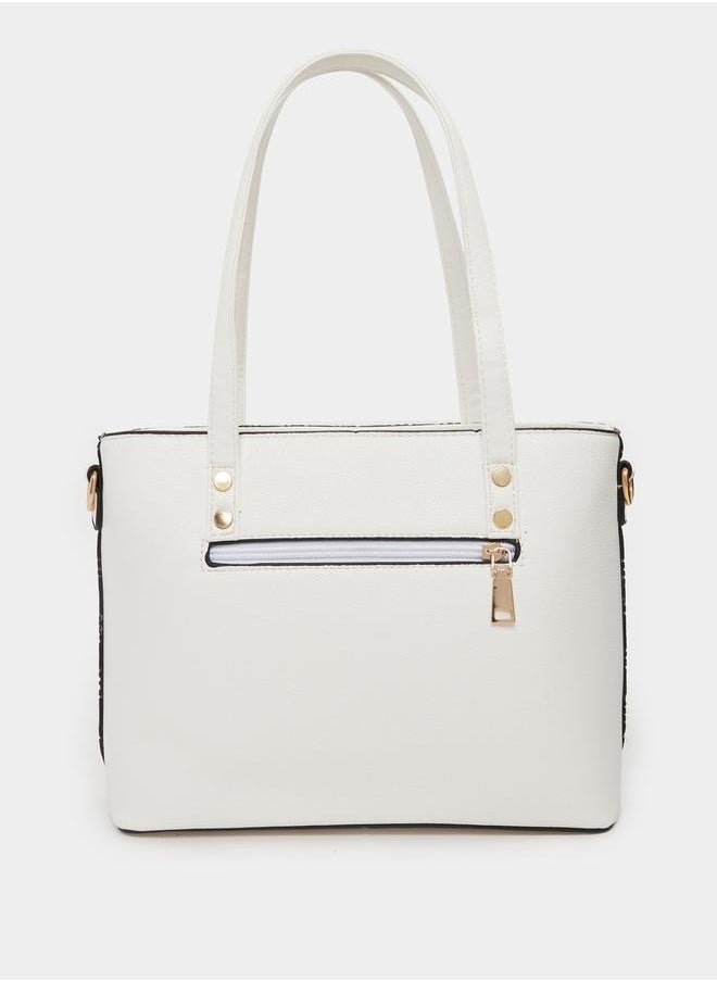 Textured Tote Bag with Coin Pouch
