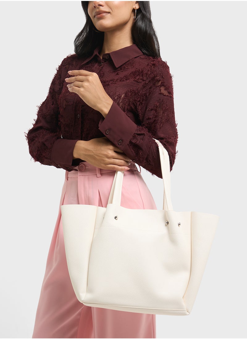 2 In 1 Minimalist Tote Bag With Pouch