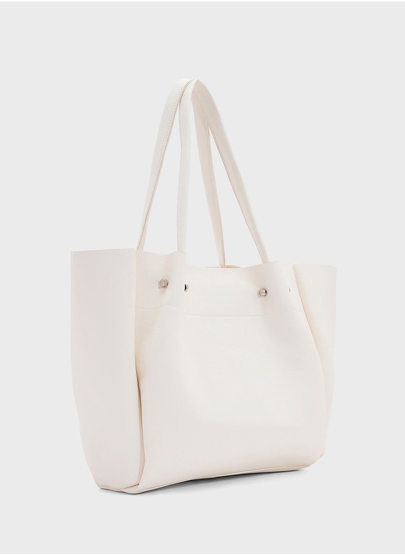 2 In 1 Minimalist Tote Bag With Pouch