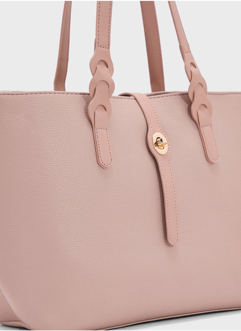 Metal Trim Detail Tote Bag