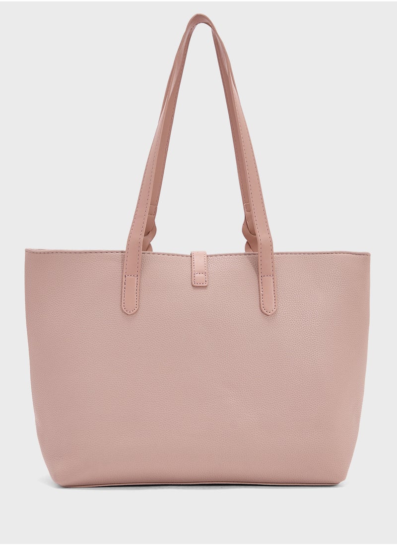 Metal Trim Detail Tote Bag