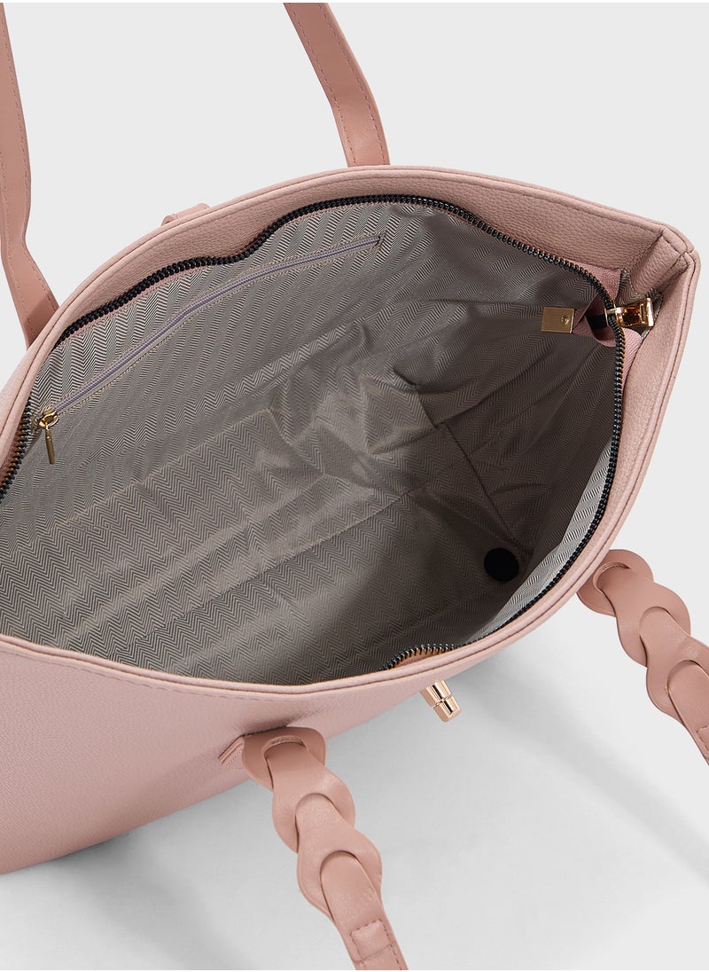 Metal Trim Detail Tote Bag