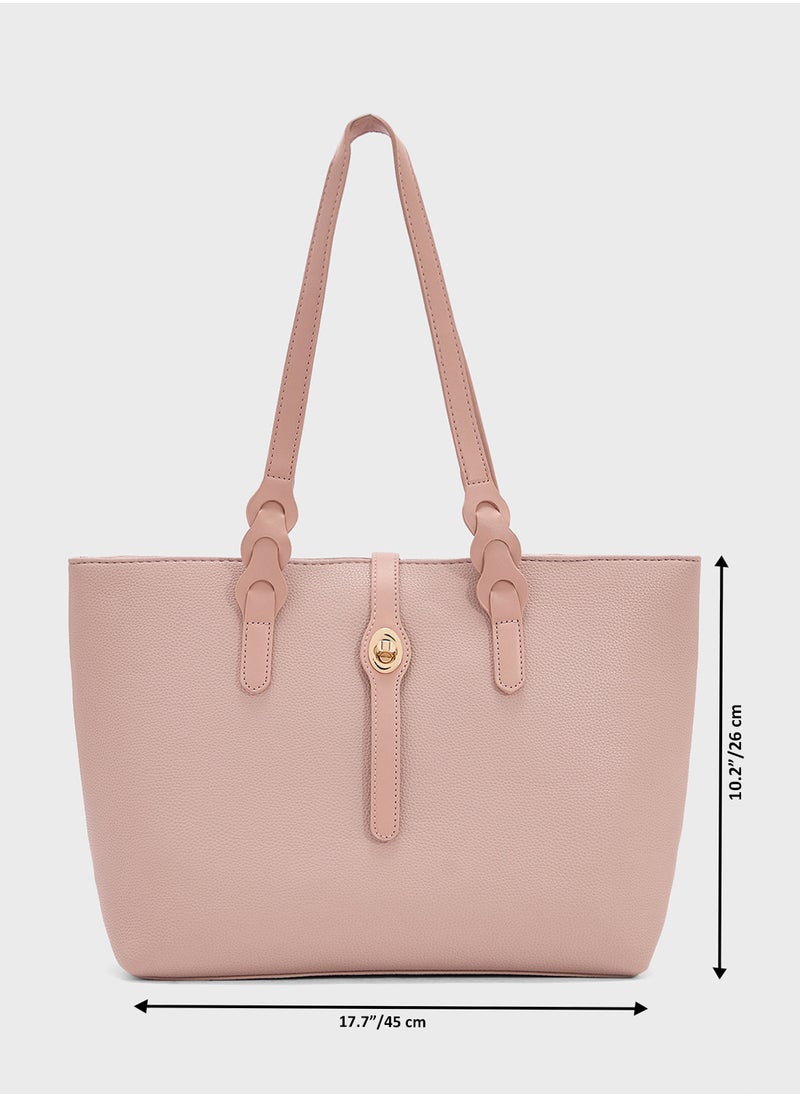Metal Trim Detail Tote Bag