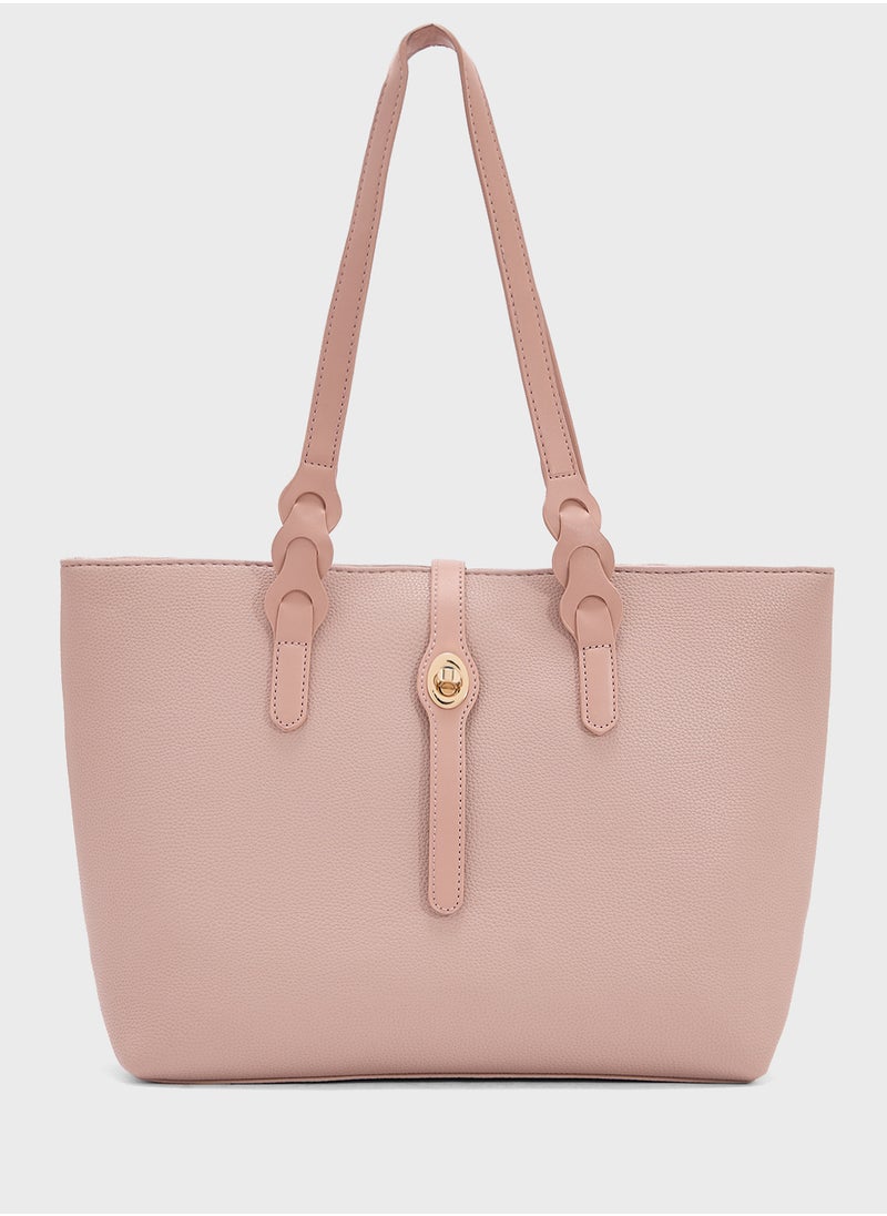 Metal Trim Detail Tote Bag