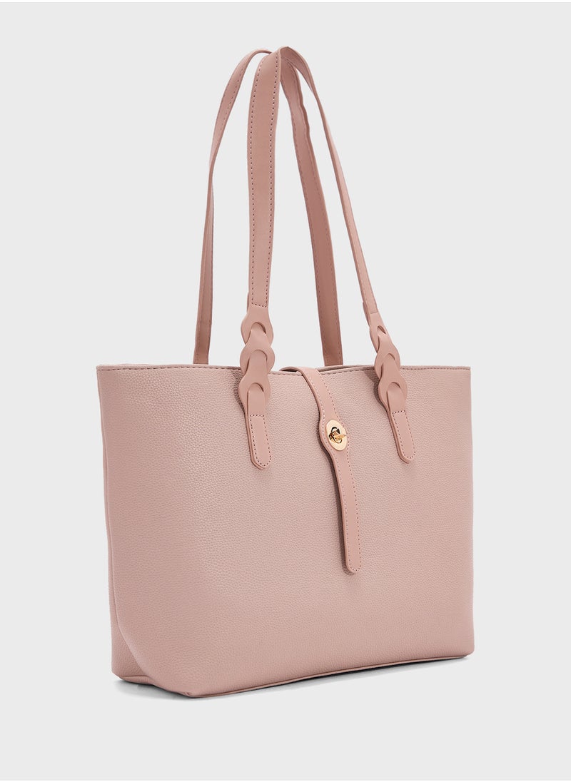 Metal Trim Detail Tote Bag