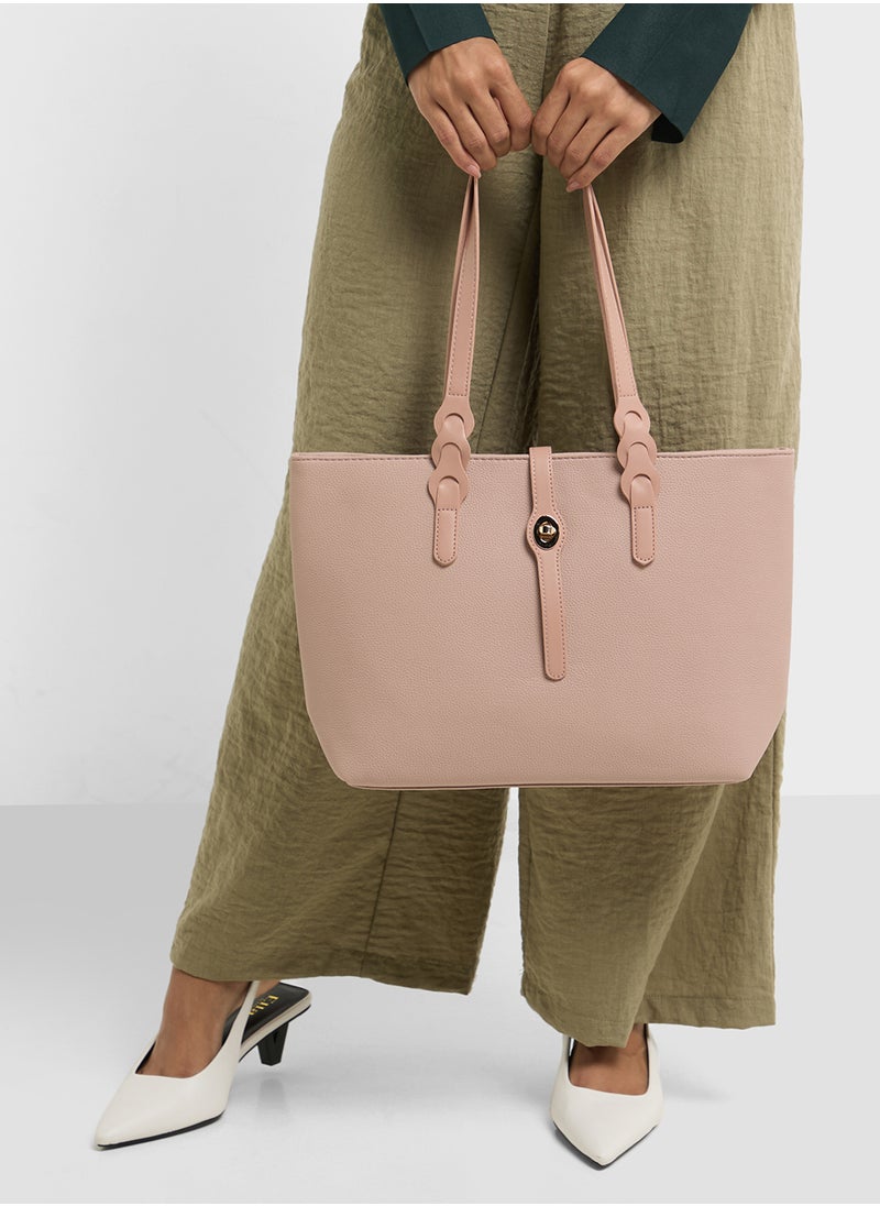 Metal Trim Detail Tote Bag