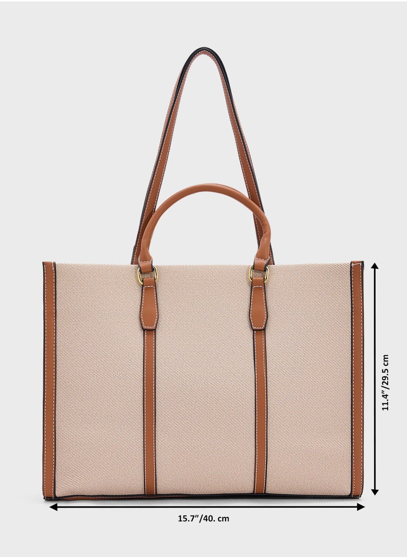 Color Block Large Tote Bag