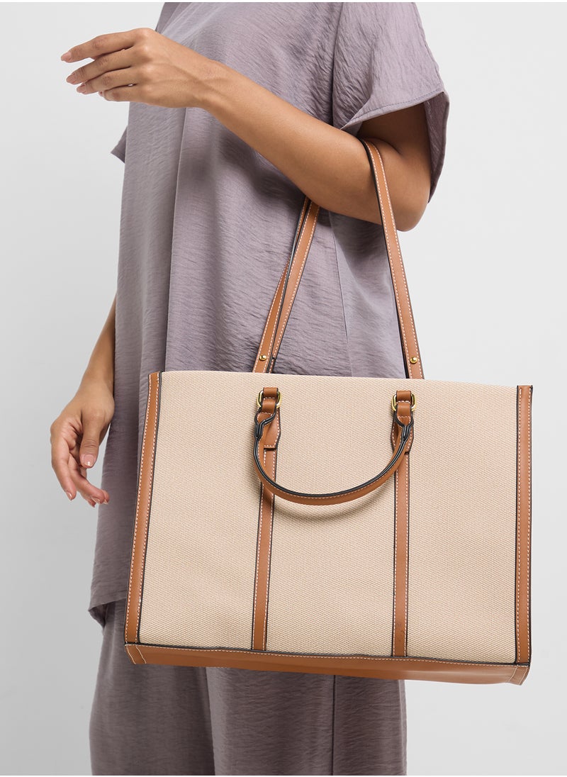 Color Block Large Tote Bag
