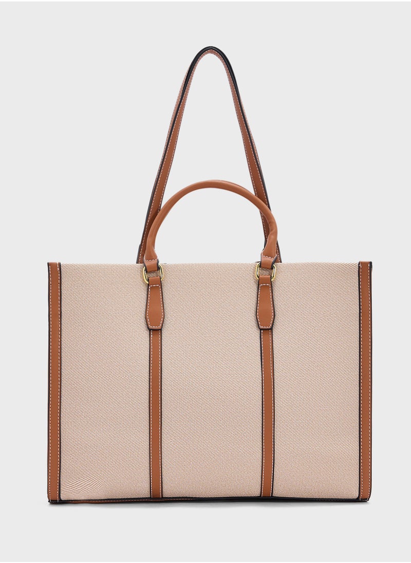 Color Block Large Tote Bag