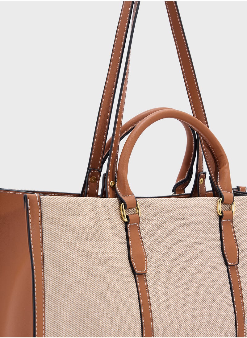 Color Block Large Tote Bag