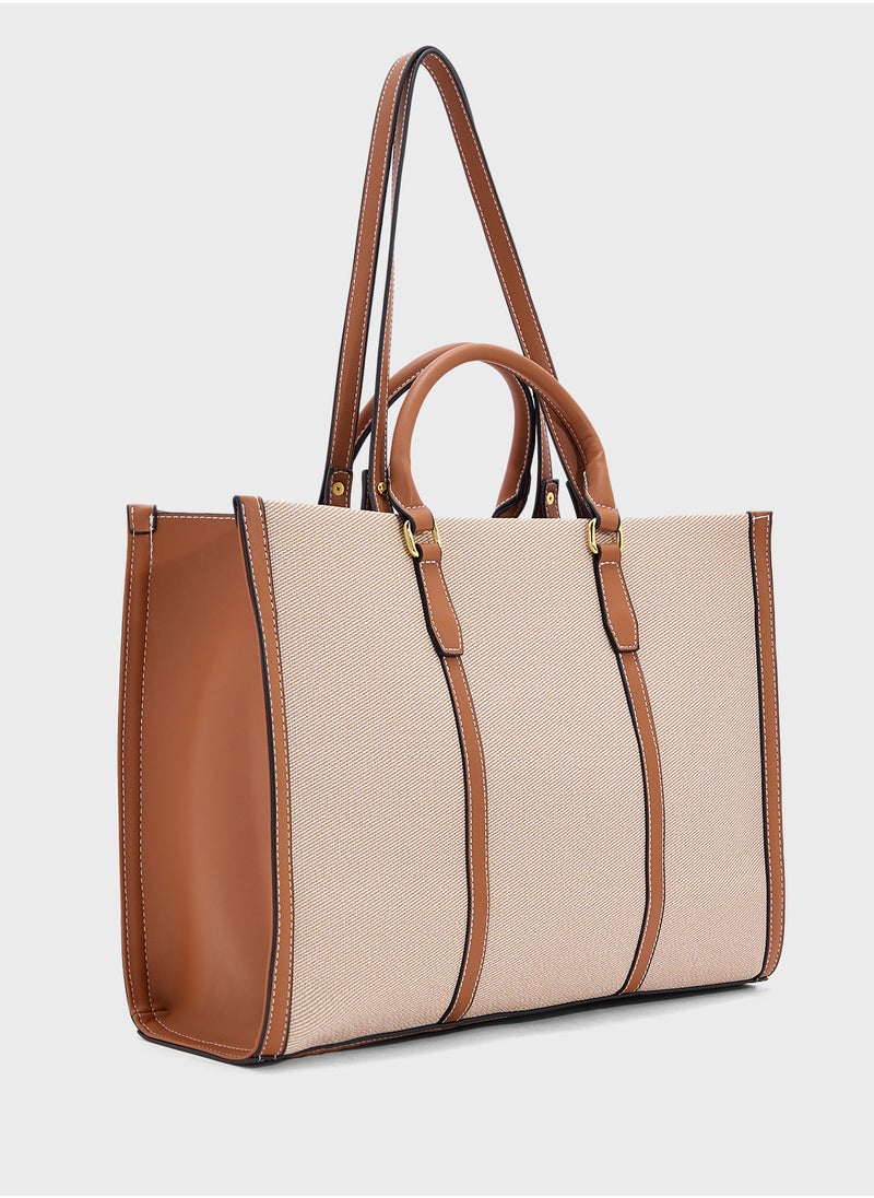 Color Block Large Tote Bag