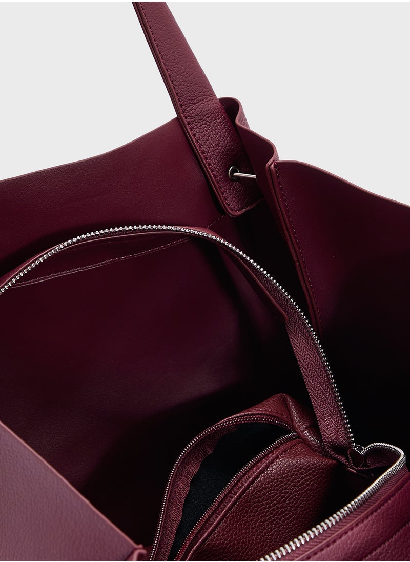 2 In 1 Minimalist Tote Bag With Pouch