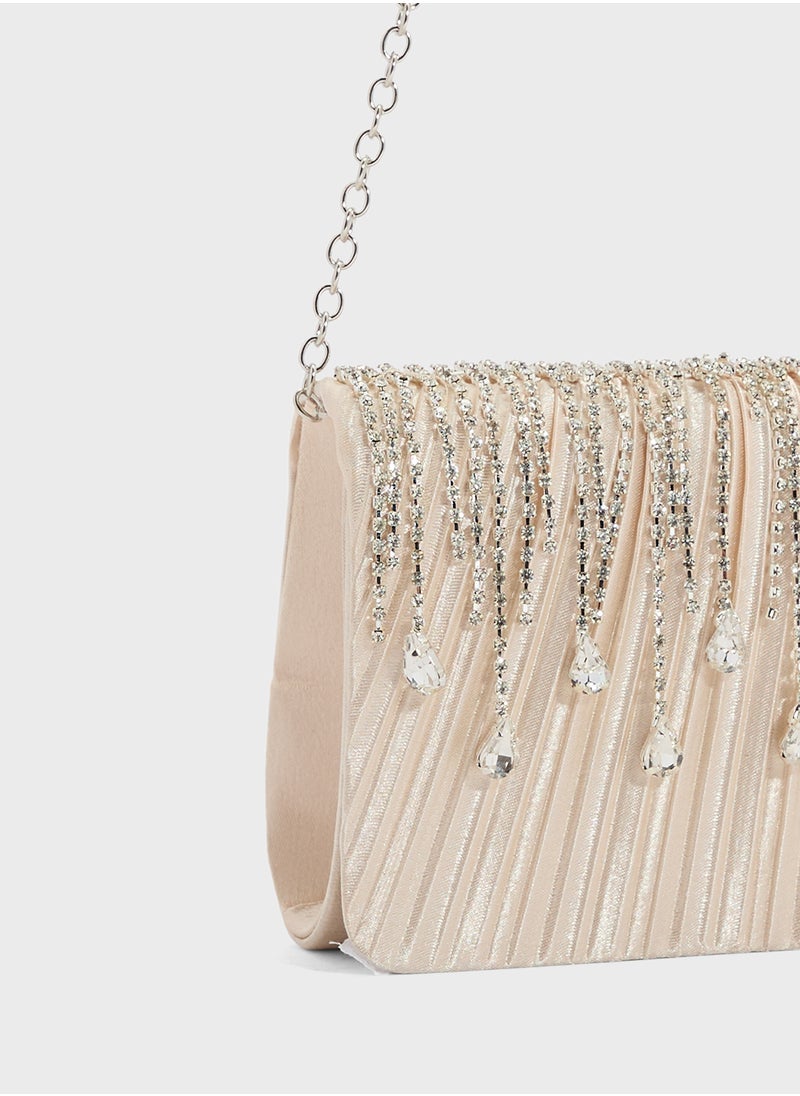 Tear Drop Diamante Clutch Bag