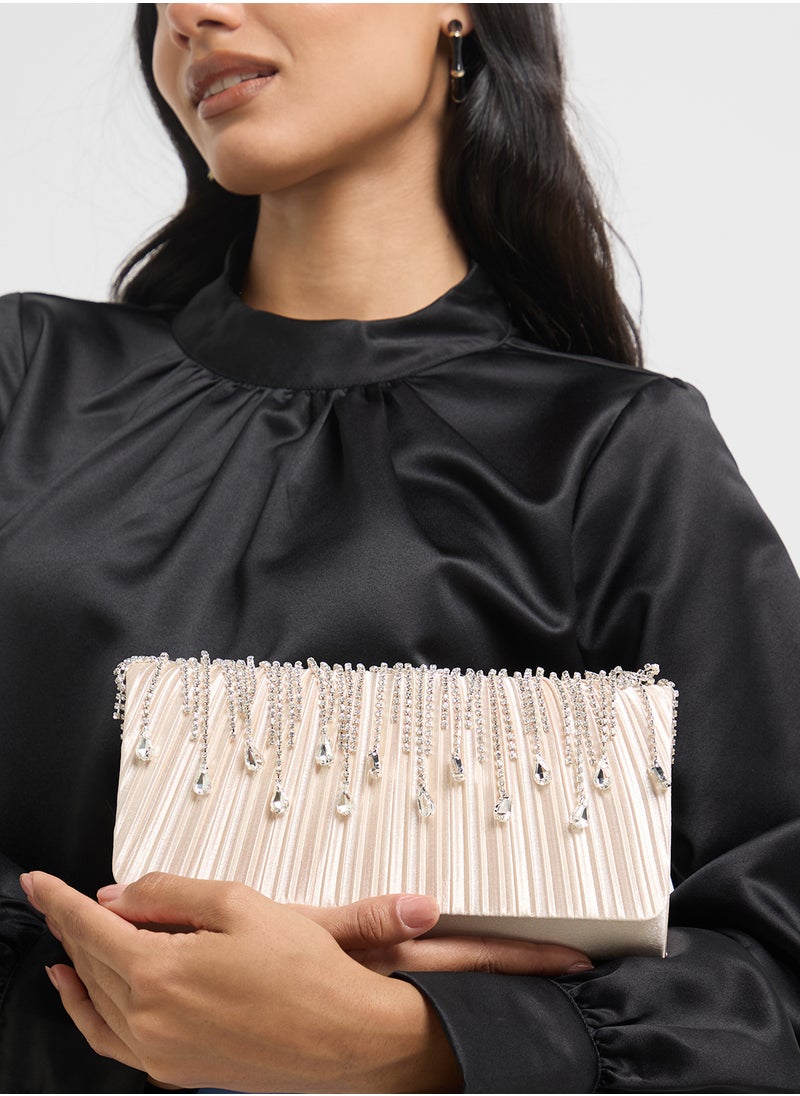 Tear Drop Diamante Clutch Bag