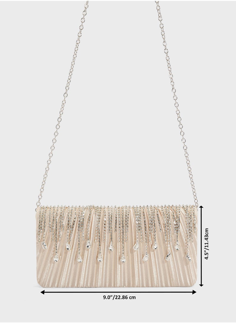 Tear Drop Diamante Clutch Bag