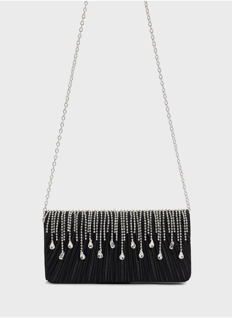 Tear Drop Diamante Clutch Bag