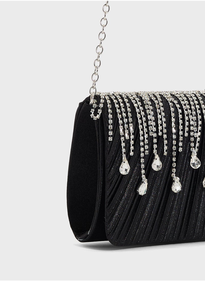 Tear Drop Diamante Clutch Bag