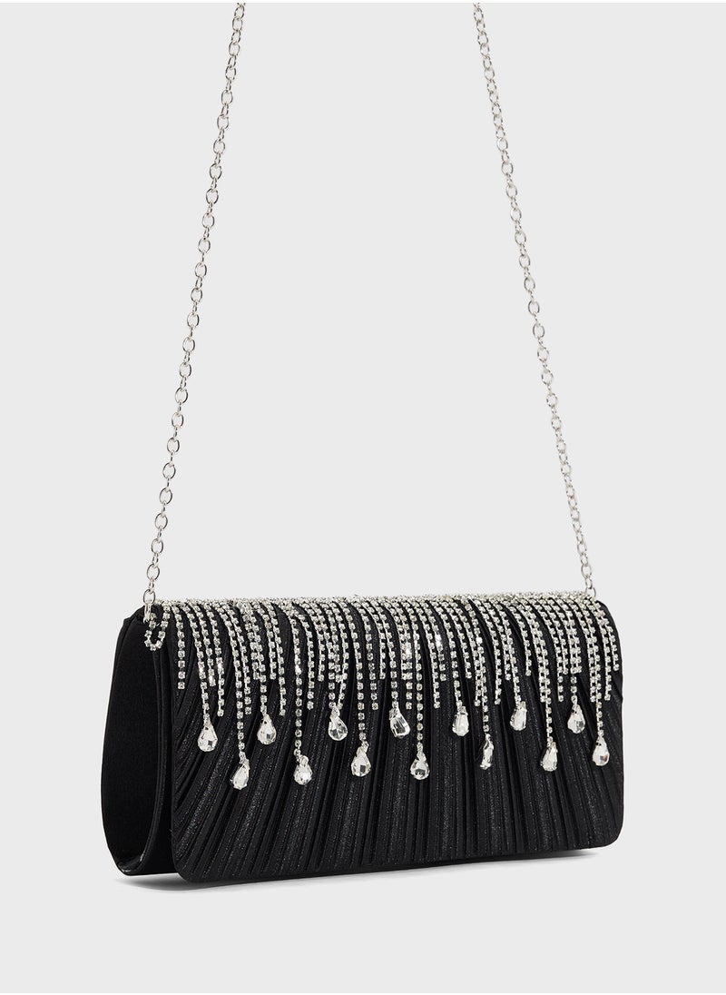 Tear Drop Diamante Clutch Bag