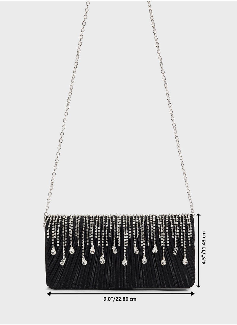 Tear Drop Diamante Clutch Bag