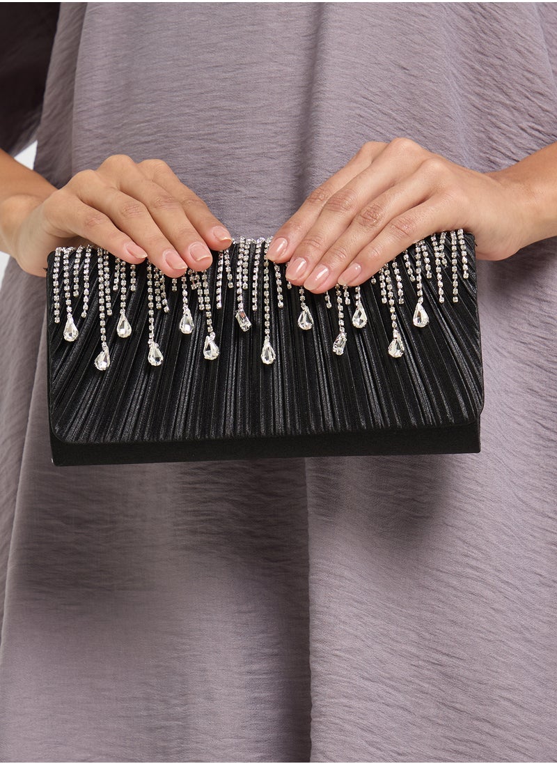 Tear Drop Diamante Clutch Bag