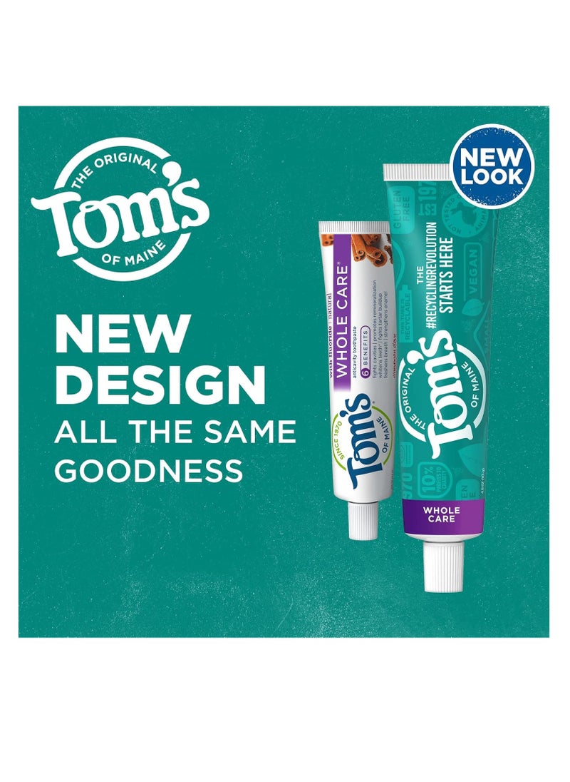 Tom's of Maine Whole Care Natural Toothpaste with Fluoride, Cinnamon Clove, 4.0 oz. 3-Pack