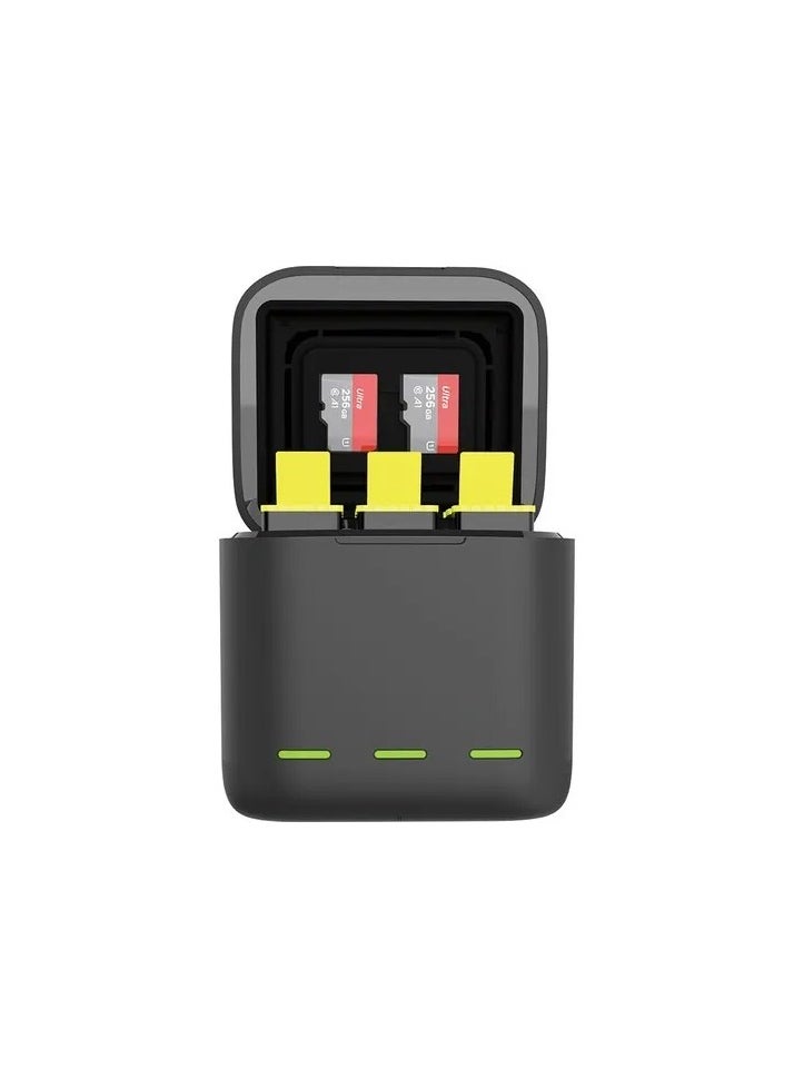 TELESIN 3 SLOTS LED STORAGE CHARGER BOX WITH EXTENDED BATTERY FOR GOPRO 9/10/11 WITH 3 BATTERIES GP-BNC-902B