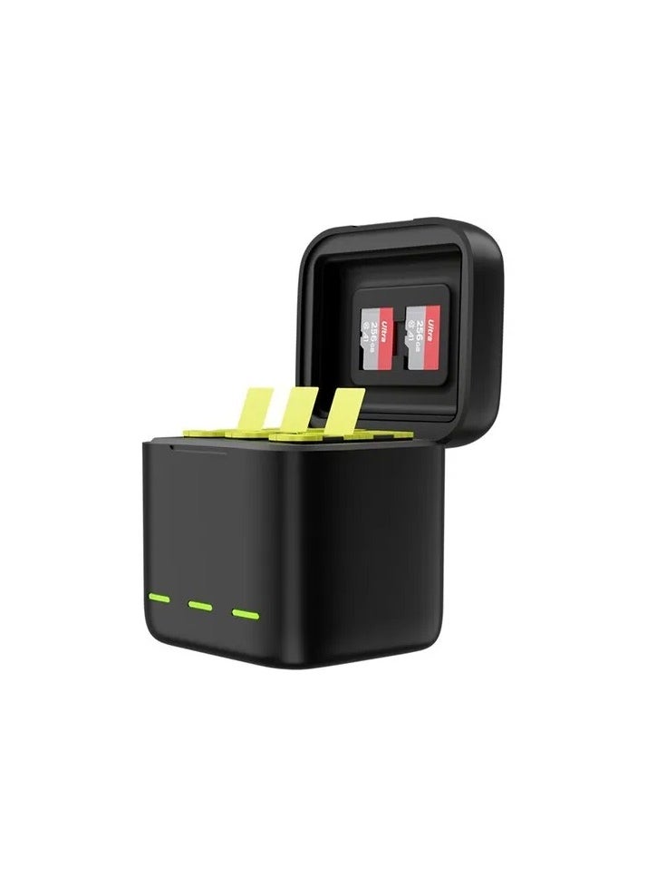 TELESIN 3 SLOTS LED STORAGE CHARGER BOX WITH EXTENDED BATTERY FOR GOPRO 9/10/11 WITH 3 BATTERIES GP-BNC-902B
