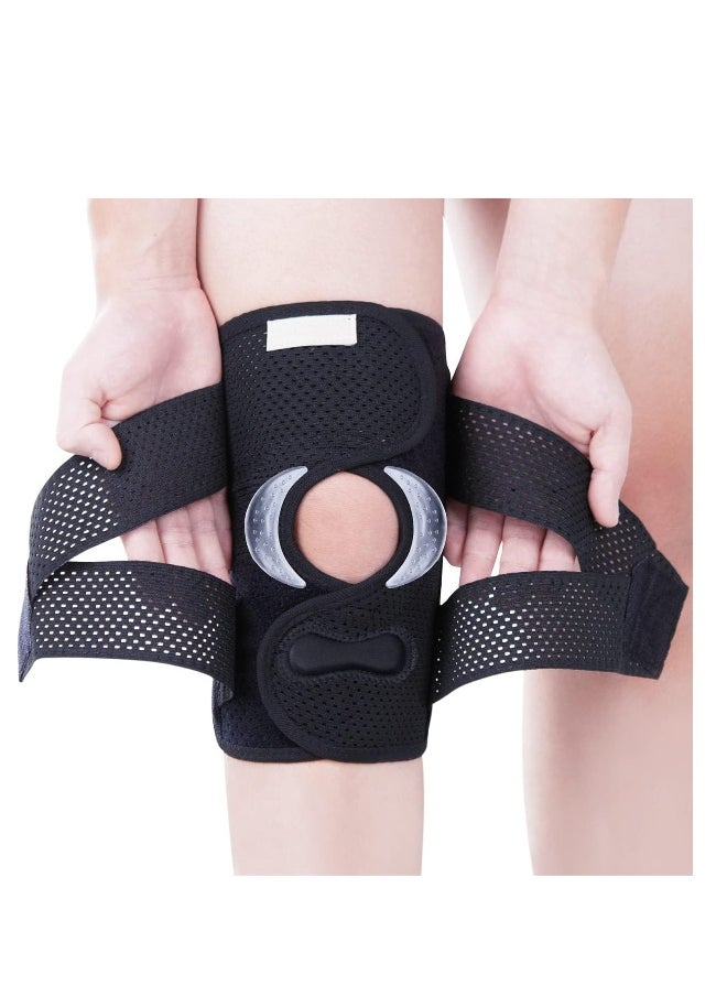 Adjustable Knee Brace with Side Stabilizers and Gel Pads for Meniscus Tear and Knee Pain Relief - Men and Women Knee Support for ACL and MCL Injuries, Sports and Workout - Size Large